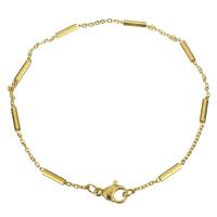 Stainless Steel Bracelet, gold color plated, oval chain & for woman, 2mm Approx 8 Inch 