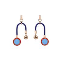 Enamel Zinc Alloy Drop Earring, stainless steel post pin, Flat Round, gold color plated, for woman, lead & cadmium free 