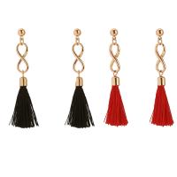 Fashion Tassel Earring, Zinc Alloy, with Nylon Cord, stainless steel post pin, gold color plated, for woman lead & cadmium free, 60mm 