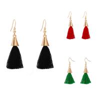 Fashion Tassel Earring, Zinc Alloy, with Nylon Cord, iron earring hook, gold color plated, for woman lead & cadmium free, 60mm 