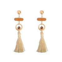 Fashion Tassel Earring, Zinc Alloy, with Nylon Cord & Resin, iron post pin, silver color plated, for woman, lead & cadmium free, 85mm 