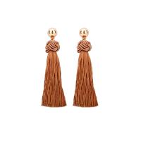 Fashion Tassel Earring, Zinc Alloy, with Nylon Cord, iron post pin, silver color plated, for woman, lead & cadmium free 