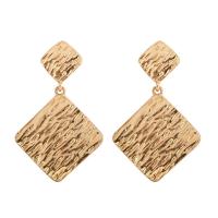 Zinc Alloy Drop Earring, iron post pin, Rhombus, gold color plated, for woman, lead & cadmium free 