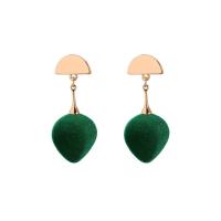 Fluffy Pom Pom Earrings, Zinc Alloy, with Plush, iron earring post and Omega clip, antique gold color plated, for woman lead & cadmium free 