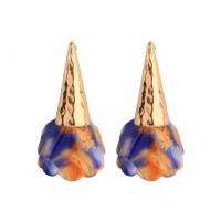 Resin Zinc Alloy Earring, with Resin, iron post pin, gold color plated, for woman, lead & cadmium free 