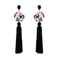 Fashion Tassel Earring, Zinc Alloy, with Nylon Cord & Resin, iron post pin, gold color plated, for woman, lead & cadmium free 
