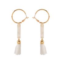 Fashion Tassel Earring, Zinc Alloy, with Nylon Cord, iron hoop earring, gold color plated, for woman, lead & cadmium free 