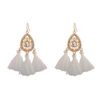 Fashion Tassel Earring, Zinc Alloy, with Nylon Cord, iron earring hook, gold color plated, for woman & with rhinestone, lead & cadmium free 