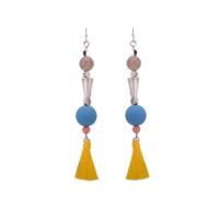 Fashion Tassel Earring, Zinc Alloy, with Nylon Cord & Glass & Resin & Acrylic, iron earring hook, gold color plated, for woman, lead & cadmium free 