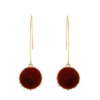 Fluffy Pom Pom Earrings, Zinc Alloy, with Plush, iron earring hook, gold color plated, for woman lead & cadmium free 