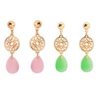 Freshwater Shell Earring, Zinc Alloy, with Shell, stainless steel post pin, Teardrop, gold color plated, for woman lead & cadmium free 