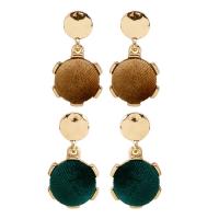 Fluffy Pom Pom Earrings, Zinc Alloy, with Plush, stainless steel post pin, Drum, gold color plated, for woman lead & cadmium free 