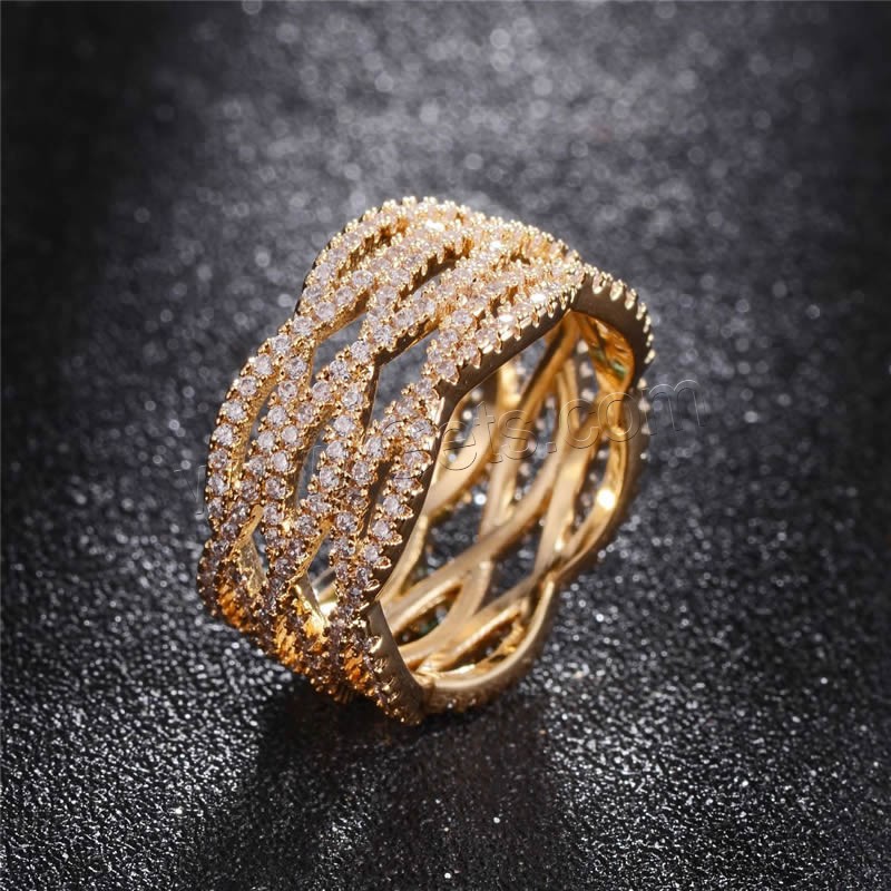 Cubic Zirconia Micro Pave Brass Finger Ring, ring shape, plated, different size for choice & micro pave cubic zirconia & for woman, more colors for choice, nickel, lead & cadmium free, Sold By PC