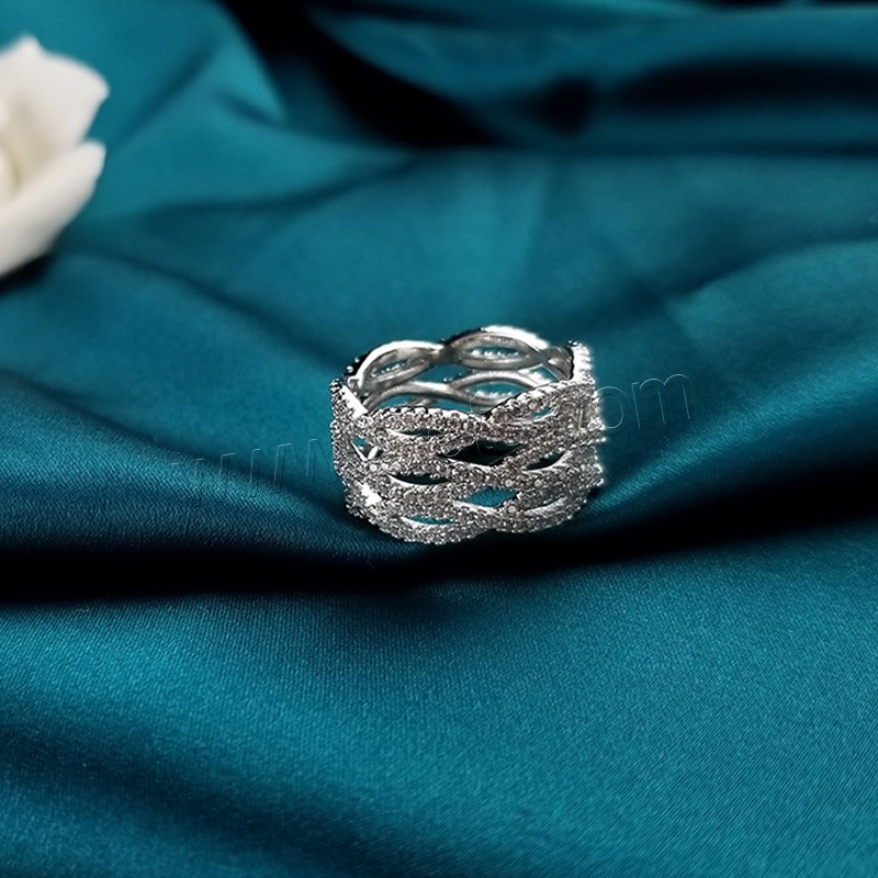 Zircon pavent l'anneau en laiton de doigt, forme d'anneau, Placage, normes différentes pour le choix & pavé de micro zircon & pour femme, plus de couleurs à choisir, protéger l'environnement, sans nickel, plomb et cadmium, Vendu par PC