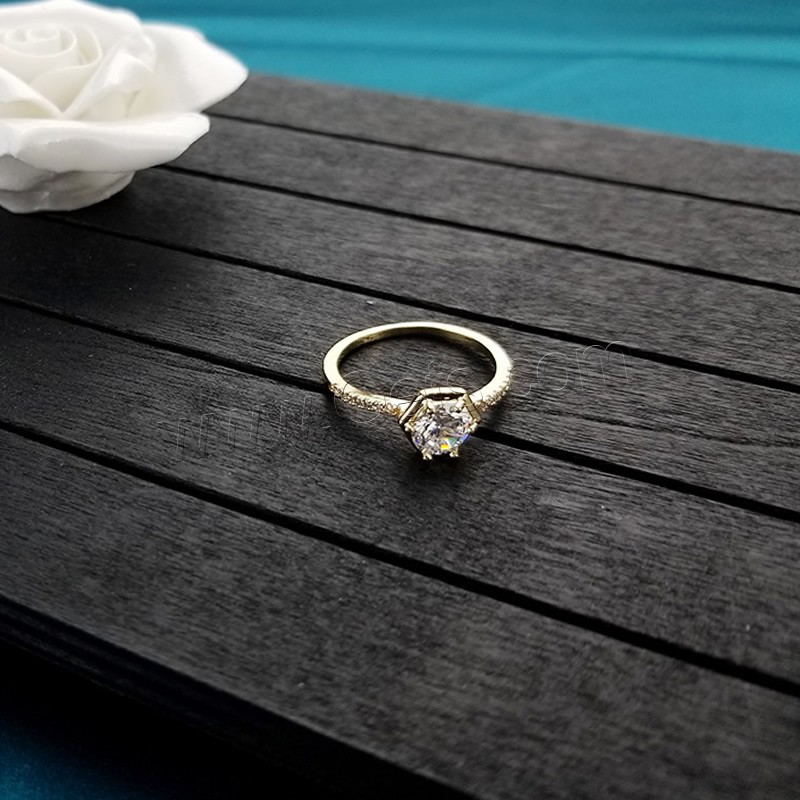 Zirkonia Messing Finger Ring, Ringform, plattiert, verschiedene Größen vorhanden & Micro pave Zirkonia & für Frau, keine, frei von Nickel, Blei & Kadmium, verkauft von PC