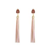 Fashion Fringe Earrings, Zinc Alloy, with Velveteen & Resin, stainless steel post pin, Tassel, gold color plated, for woman, lead & cadmium free 