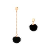 Fluffy Pom Pom Earrings, Zinc Alloy, with Plush, stainless steel post pin, Round, gold color plated, for woman, lead & cadmium free, 25mmuff0c80mm 