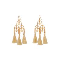 Fashion Tassel Earring, Zinc Alloy, with Nylon Cord, iron earring hook, gold color plated, for woman, lead & cadmium free 
