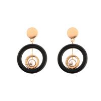 Resin Zinc Alloy Earring, with ABS Plastic Pearl & Resin, stainless steel post pin, Donut, gold color plated, for woman, lead & cadmium free, 45mm 