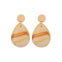 Resin Zinc Alloy Earring, with Resin, stainless steel post pin, Teardrop, gold color plated, for woman, lead & cadmium free 