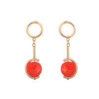 Resin Zinc Alloy Earring, with Resin, stainless steel post pin, Round, gold color plated, for woman, lead & cadmium free, 50mm 