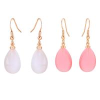 Resin Zinc Alloy Earring, with Resin, stainless steel earring hook, Teardrop, gold color plated, for woman, lead & cadmium free 