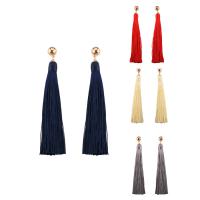 Fashion Tassel Earring, Zinc Alloy, with Nylon Cord, stainless steel post pin, gold color plated, for woman lead & cadmium free, 140mm 
