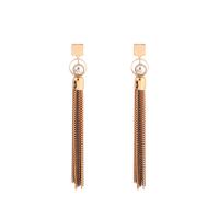 Zinc Alloy Tassel Earring, with ABS Plastic Pearl, stainless steel post pin, gold color plated, for woman, lead & cadmium free, 100mm 