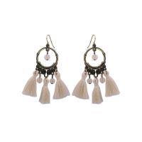 Fashion Tassel Earring, Zinc Alloy, with Nylon Cord & Acrylic, iron earring hook, antique gold color plated, for woman, lead & cadmium free 
