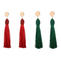Fashion Tassel Earring, Zinc Alloy, with Nylon Cord, stainless steel post pin, gold color plated, for woman lead & cadmium free, 115mm 