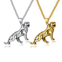 Titanium Steel Jewelry Necklace, Tiger, plated, box chain & for man & blacken 62mm Approx 22 Inch 
