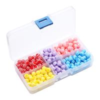 Gestreifte Harz Perlen, mit Kunststoff Kasten, rund, Streifen, gemischte Farben, 8mm, Bohrung:ca. 1mm, verkauft von Box