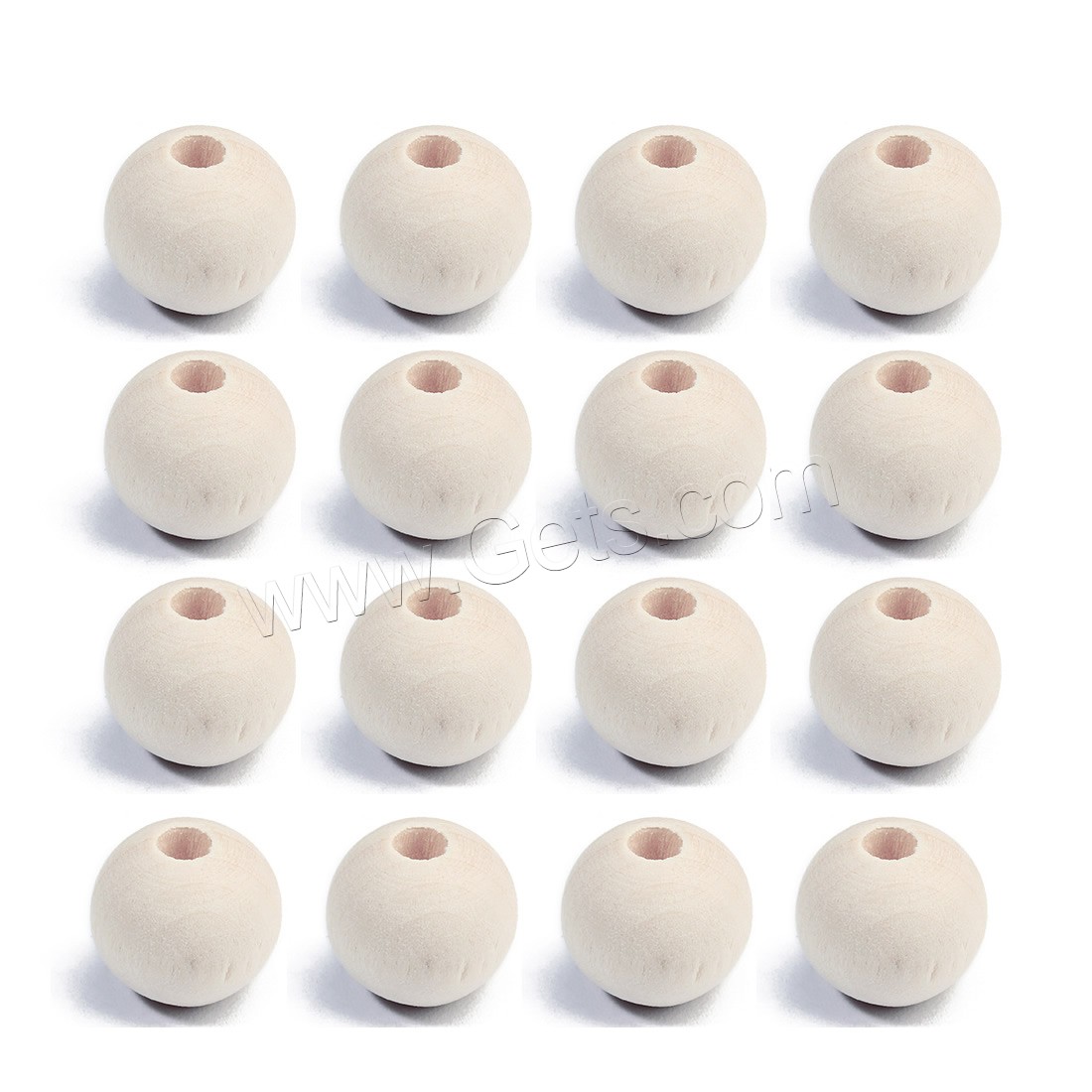 Wood Beads, Round, different size for choice, white, Hole:Approx 1mm, 100PCs/Bag, Sold By Bag