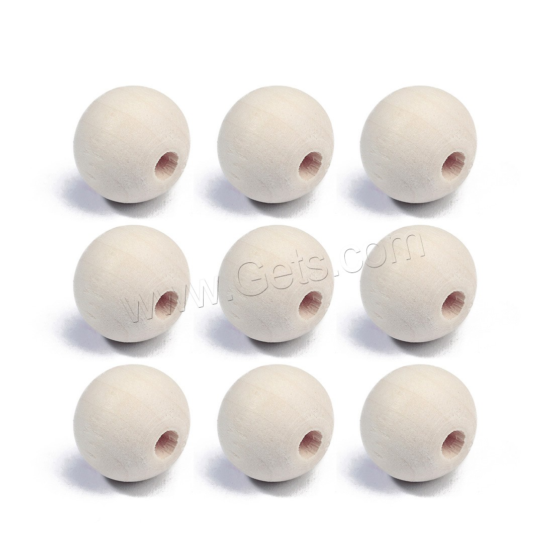 Holz Perle, rund, verschiedene Größen vorhanden, weiß, Bohrung:ca. 1mm, 100PCs/Tasche, verkauft von Tasche