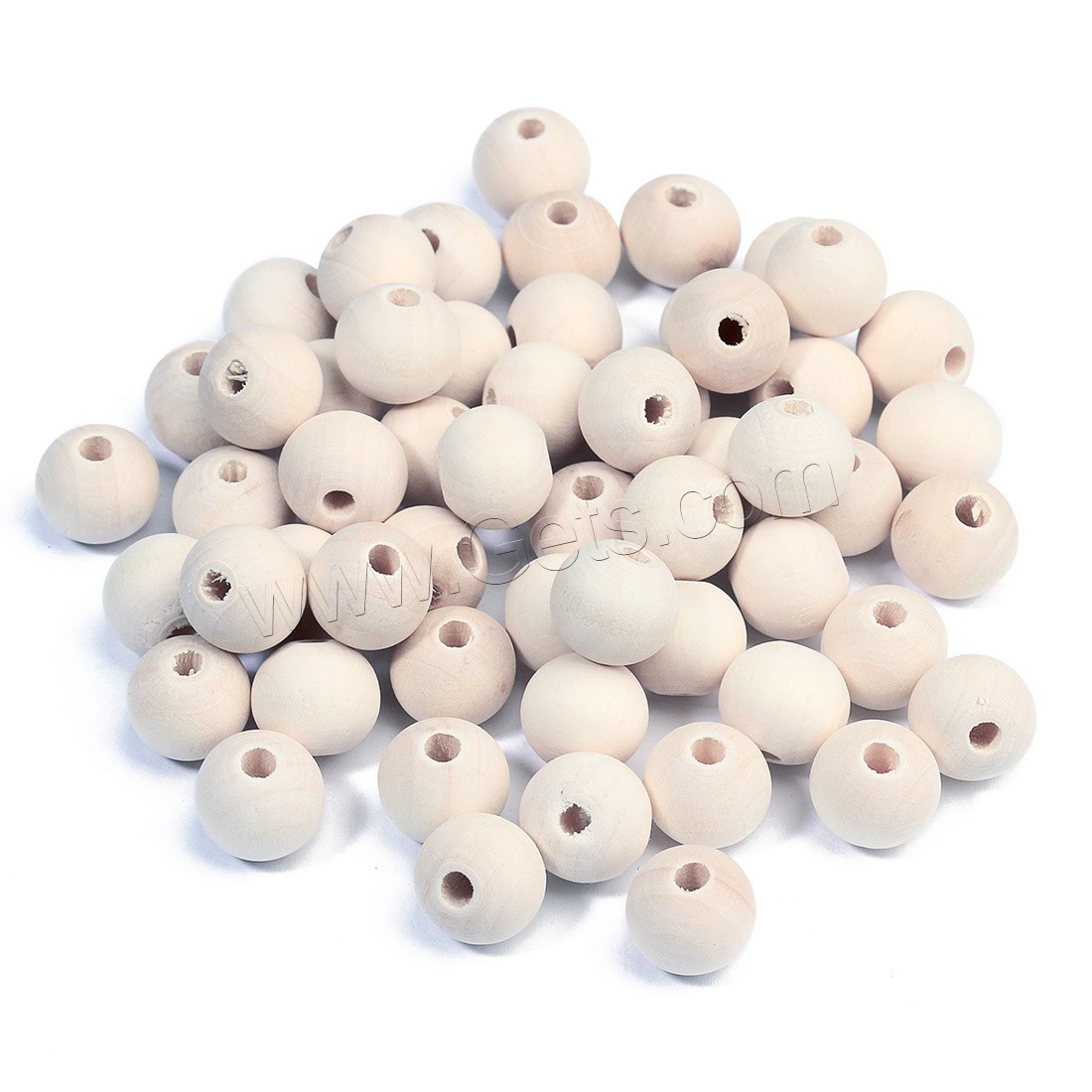 Holz Perle, rund, verschiedene Größen vorhanden, weiß, Bohrung:ca. 1mm, 100PCs/Tasche, verkauft von Tasche