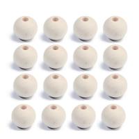 Wood Beads, Round white Approx 1mm 