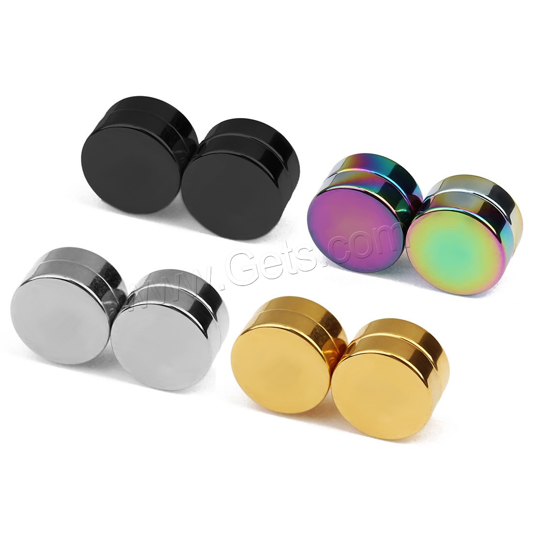 Round Stainless Steel Magnetic Clasp, Flat Round, plated, Unisex & different size for choice, more colors for choice, Sold By Pair