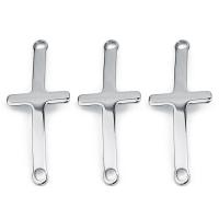 Stainless Steel Charm Connector, Cross, 1/1 loop, original color Approx 2.5mm 