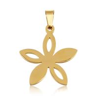Stainless Steel Flower Pendant, gold color plated Approx 3-5mm 