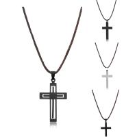 Stainless Steel Jewelry Necklace, with Velveteen, Cross, plated, Unisex lead & cadmium free, 50cm Approx 18.5 Inch 