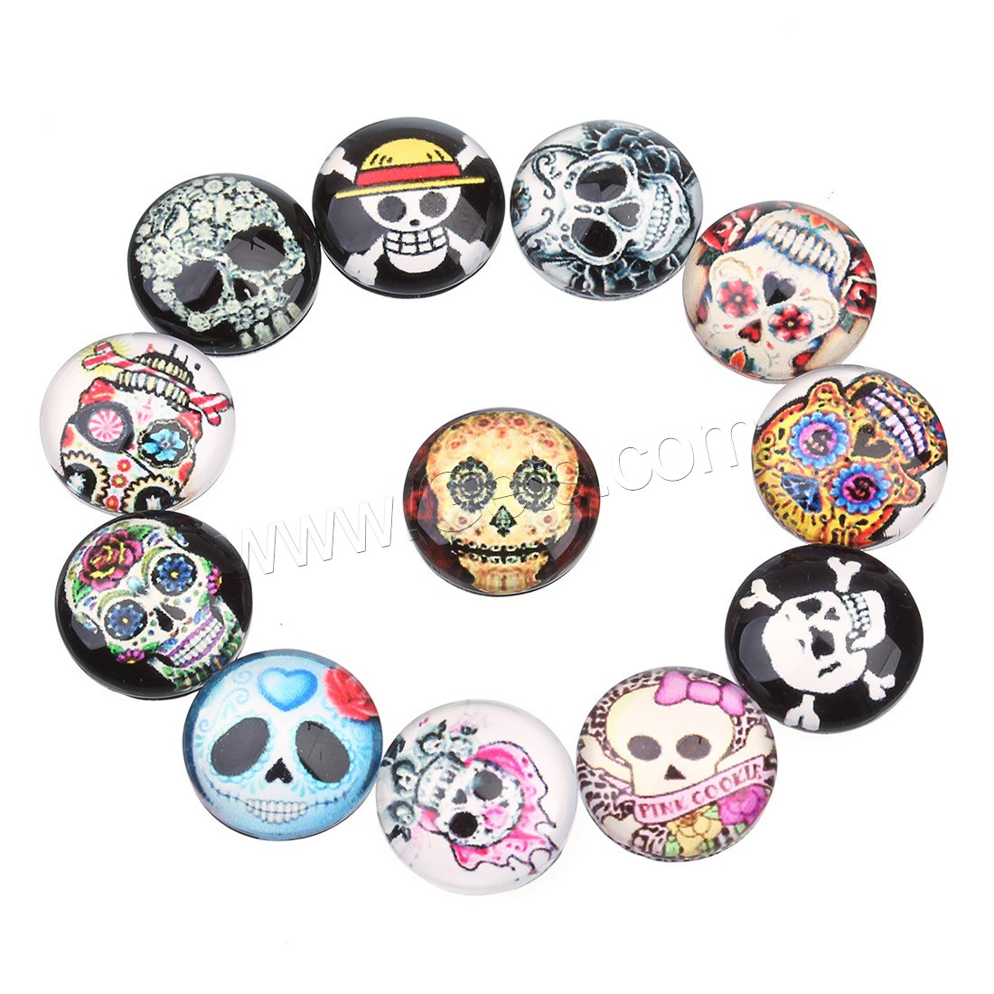 Decal Glass Cabochon, Flat Round, different size for choice & flat back, 20PCs/Bag, Sold By Bag