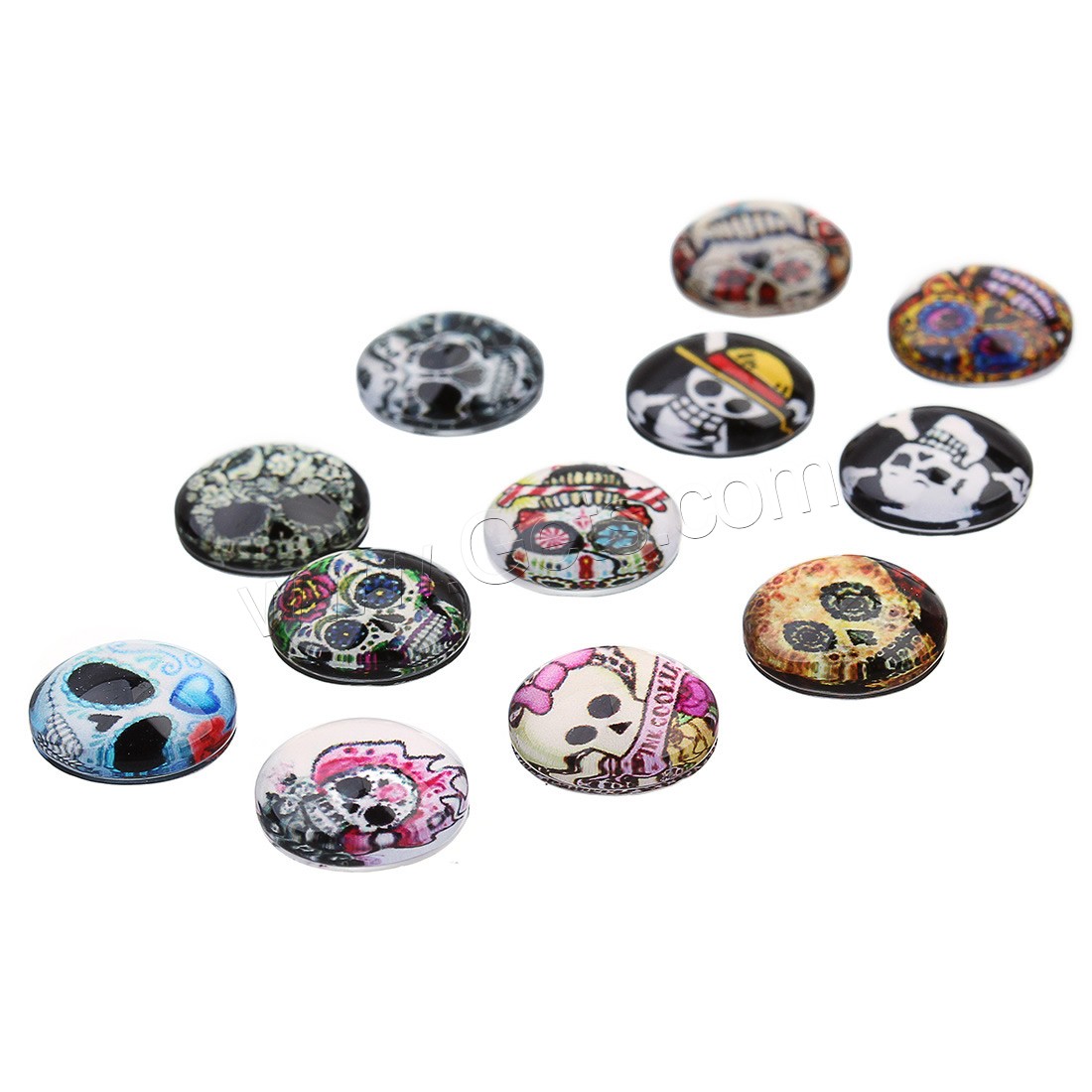 Decal Glass Cabochon, Flat Round, different size for choice & flat back, 20PCs/Bag, Sold By Bag