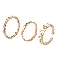 Messing Ring Set, Kreisring, vergoldet, für Frau, frei von Nickel, Blei & Kadmium, 16-18mm, Größe:5-7, 3PCs/setzen, verkauft von setzen