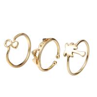 Brass Ring Set, real gold plated, for woman, nickel, lead & cadmium free, 16-18mm, US Ring 