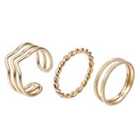 Латунь кольцо Установить, плакированный настоящим золотом, Женский, не содержит никель, свинец, 16-18mm, размер:5-7, 3ПК/указан, продается указан