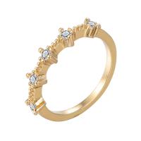 Кубическое цирконовое латунное кольцо, Латунь, плакированный настоящим золотом, Женский & с кубическим цирконием, не содержит никель, свинец, 16-18mm, размер:5-7, продается PC