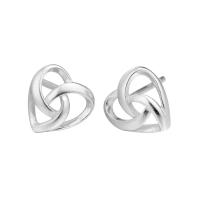 Brass Stud Earring, Heart, real silver plated, for woman, nickel, lead & cadmium free, 6.9mm 