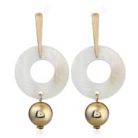 Resin Zinc Alloy Earring, with Resin, stainless steel post pin, Donut, gold color plated, for woman, lead & cadmium free 