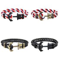 Zinc Alloy Bracelet, with Nylon Cord, Anchor, plated, Unisex & adjustable 38mm, 6mm Approx 8.7 Inch 