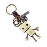 Zinc Alloy Key Chain, with Leather, Character, plated, with letter pattern 